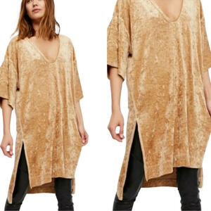 Free People Gold Velvet Oversized Tunic Size XS